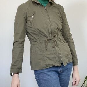 Love Tree Utility  Full Zip Jacket Women's Size S Olive Green 100% Cotton